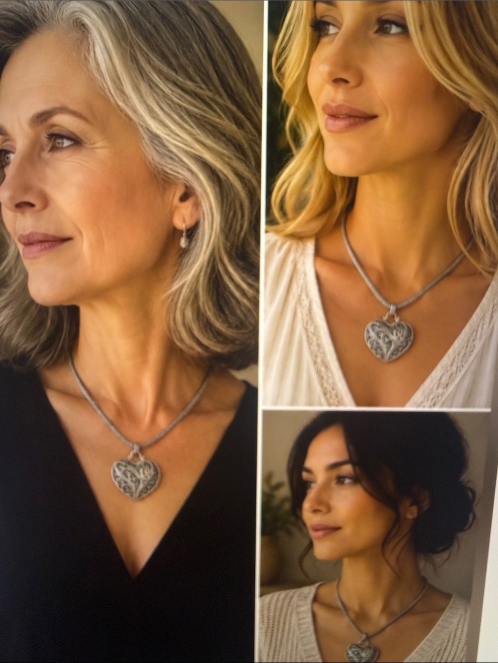 💜 Brighton 925  Sterling Silver Heart Filigree Pendant Necklace